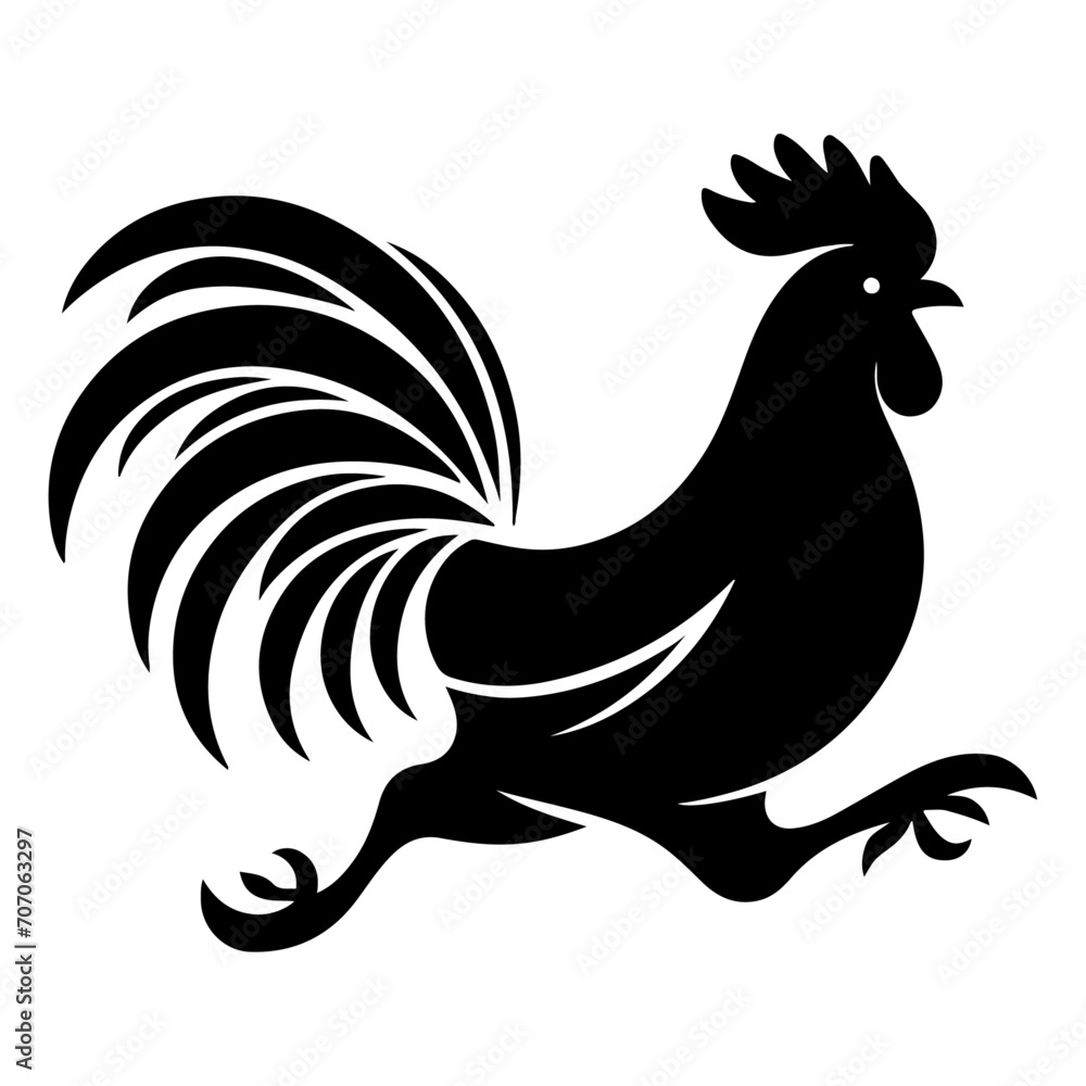 Fototapeta premium minimal running chicken vector silhouette