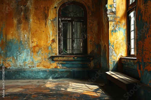 Old wall background  where the cracks  textures  and faded colors create a visually intriguing  Generative AI