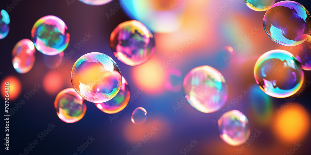 Bright pink-purple soap bubbles close-up, blurred background Bright pink-purple soap bubbles close-up, blurred background