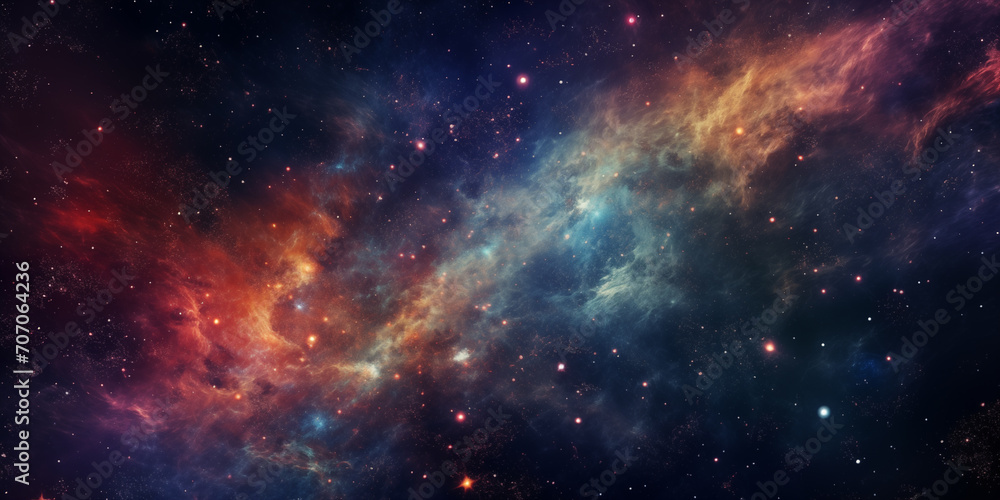 Majestic cosmic landscape, nebula, star cluster, space