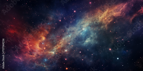 Majestic cosmic landscape, nebula, star cluster, space