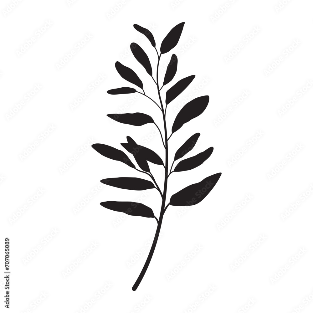 leaf line art drawing with abstract shape. Abstract Plant Art design for print