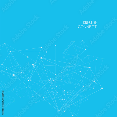 Vector atom geometric structure. Digital graphic network molecule. Abstract polygonal with connecting dots and lines. Global connect element. Data concept