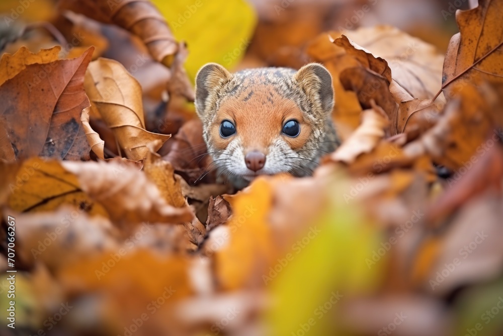 mongoose stalking a camouflaged snake in leaves mongoose stalking a camouflaged snake in leaves