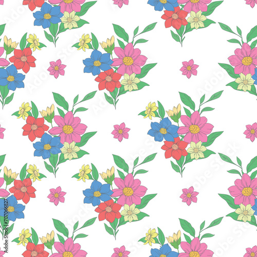 Hand Drawn Flowers seamless pattern trend print for textile spring summer Vector illustration