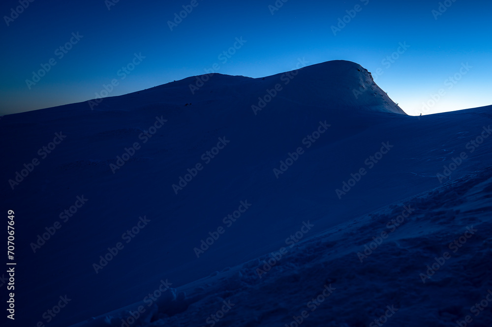 Night view of Tarnica in the Bieszczady National Park, Poland.