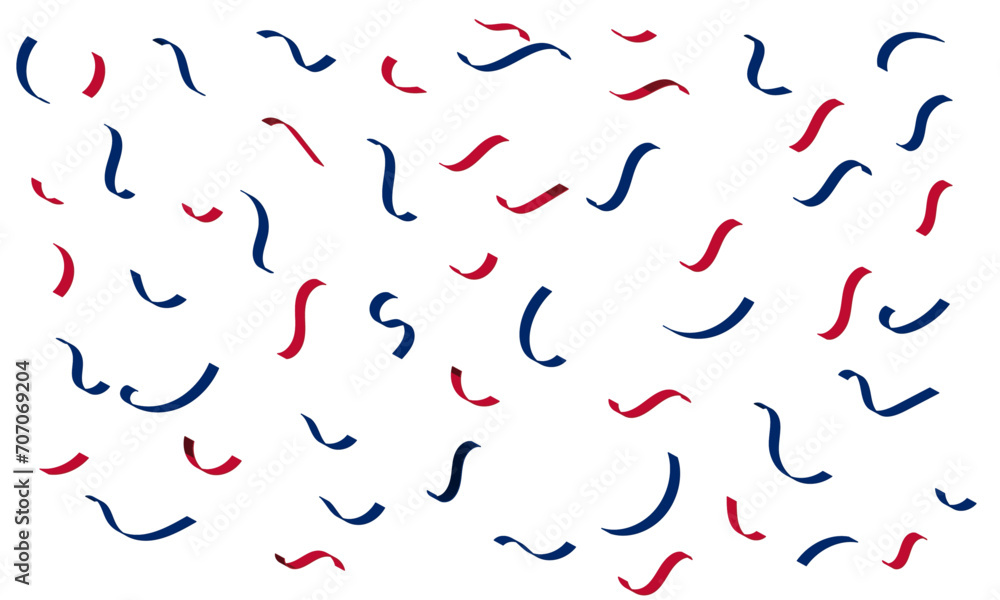 Red And Blue Confetti Isolated On Background. Celebration Event And Birthday. American, Chile, Russia, France, United kingdom flags color concept. Vector
