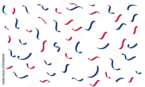 Red And Blue Confetti Isolated On Background. Celebration Event And Birthday. American, Chile, Russia, France, United kingdom flags color concept. Vector