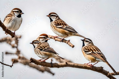 sparrow on a branch with solid background © Jamini
