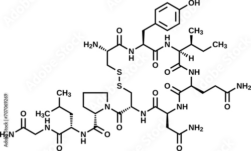 Oxytocin structural formula, vector illustration