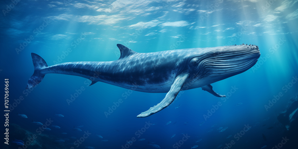 Fototapeta premium a huge whale in the deep waters of the ocean