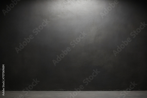 Empty room with black wall and floor. Mock up, 3D Rendering