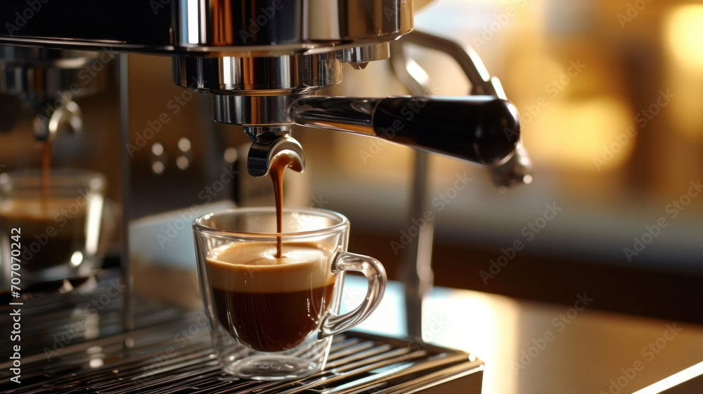 Close up of Espresso coffee by using coffee machine. Close up of Espresso coffee by using coffee machine.