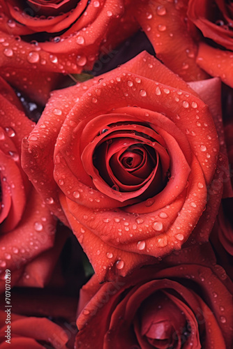 Close up of Red roses for texture background. Valentine's Day