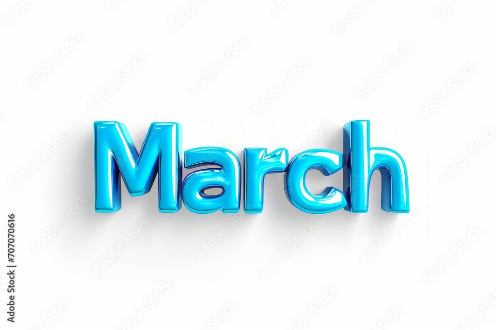 March 3D Text Shape on white background March 3D Text Shape on white background