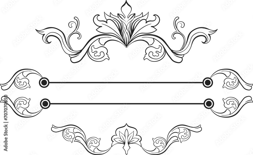 Illustration vector design and Photoshop brushes of floral ornamental swirl leaves for decoration and 