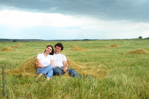 Portrait of a young couple in love outdoors