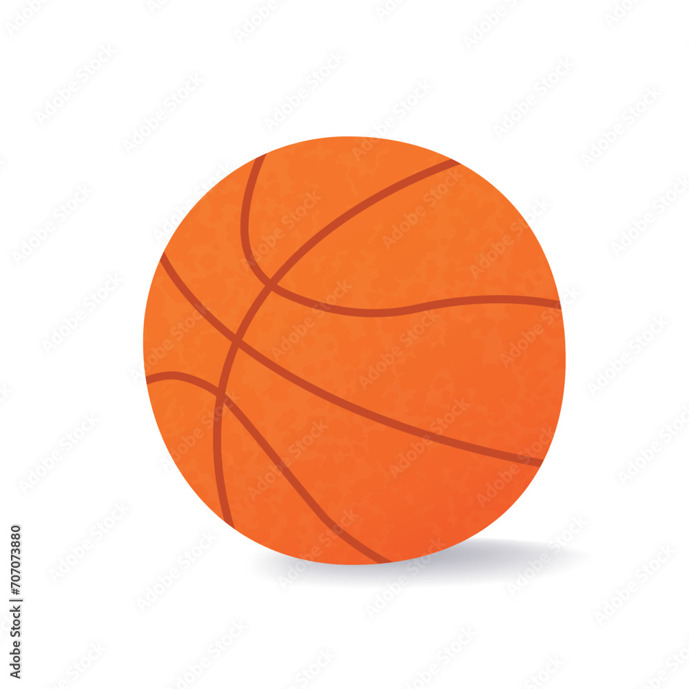 Basketball ball. Football ball cartoon design style. Vector illustration isolated on white background. Cartoon design for poster, icon, card, logo, label, banner, sticker.