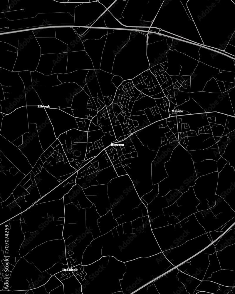 Beveren Belgium Map, Detailed Dark Map of Beveren Belgium