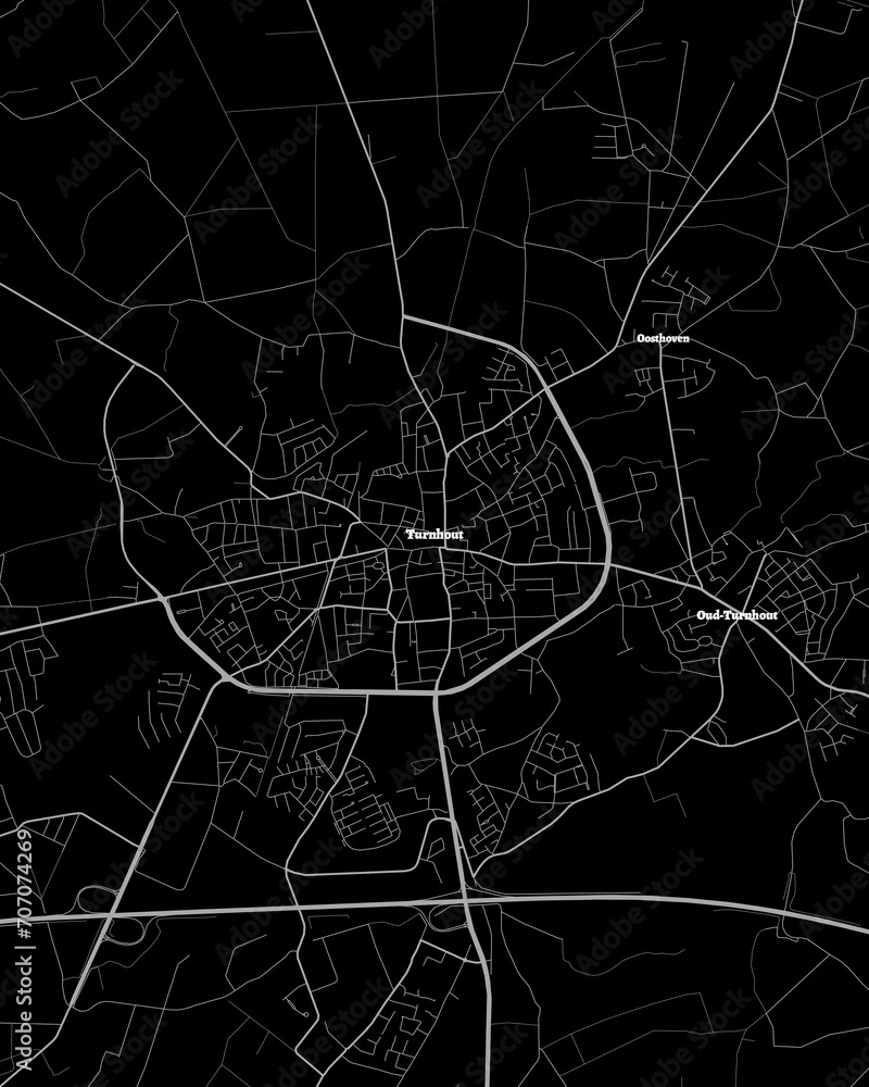 Turnhout Belgium Map, Detailed Dark Map of Turnhout Belgium