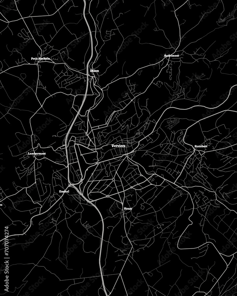 Verviers Belgium Map, Detailed Dark Map of Verviers Belgium