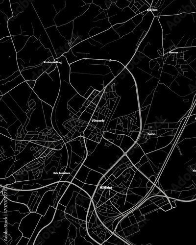 Vilvoorde Belgium Map, Detailed Dark Map of Vilvoorde Belgium