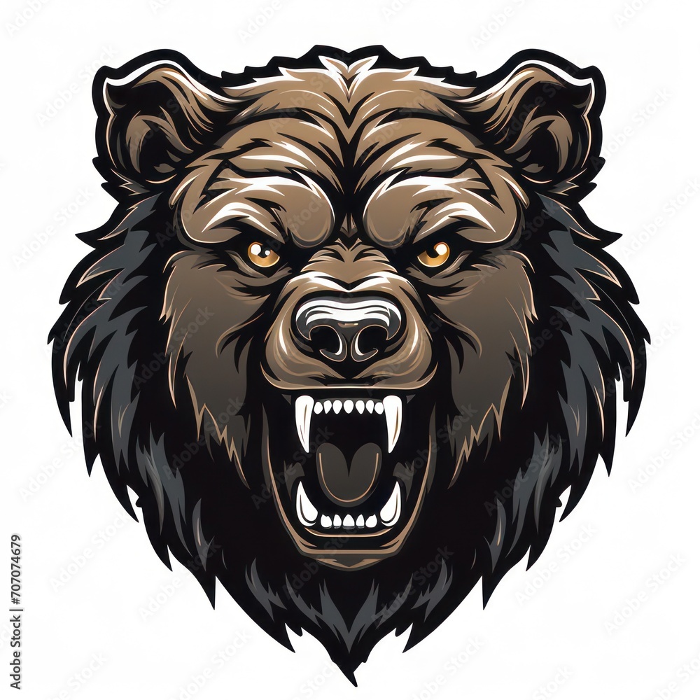 Obraz premium Illustration of the head of an angry wild bear