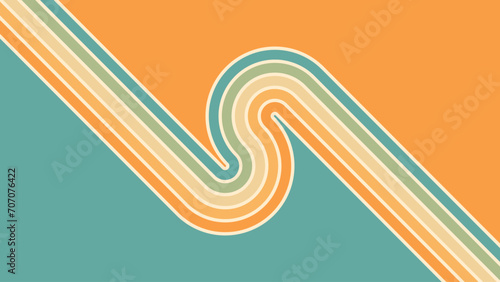 Fototapeta Naklejka Na Ścianę i Meble -  Abstract background of rainbow groovy Wavy Line design in 1970s Hippie Retro style. Vector pattern ready to use for cloth, textile, wrap and other.