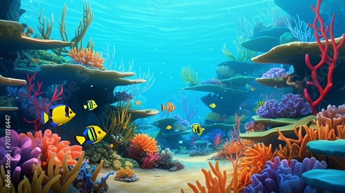 Ai generated artUnderwater reef fishes animals colorful stock photos