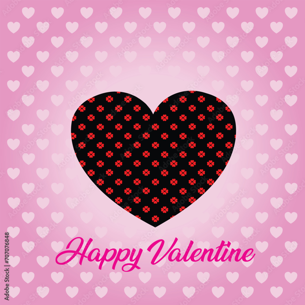 Free vector valentine black heart design in pink  background.
