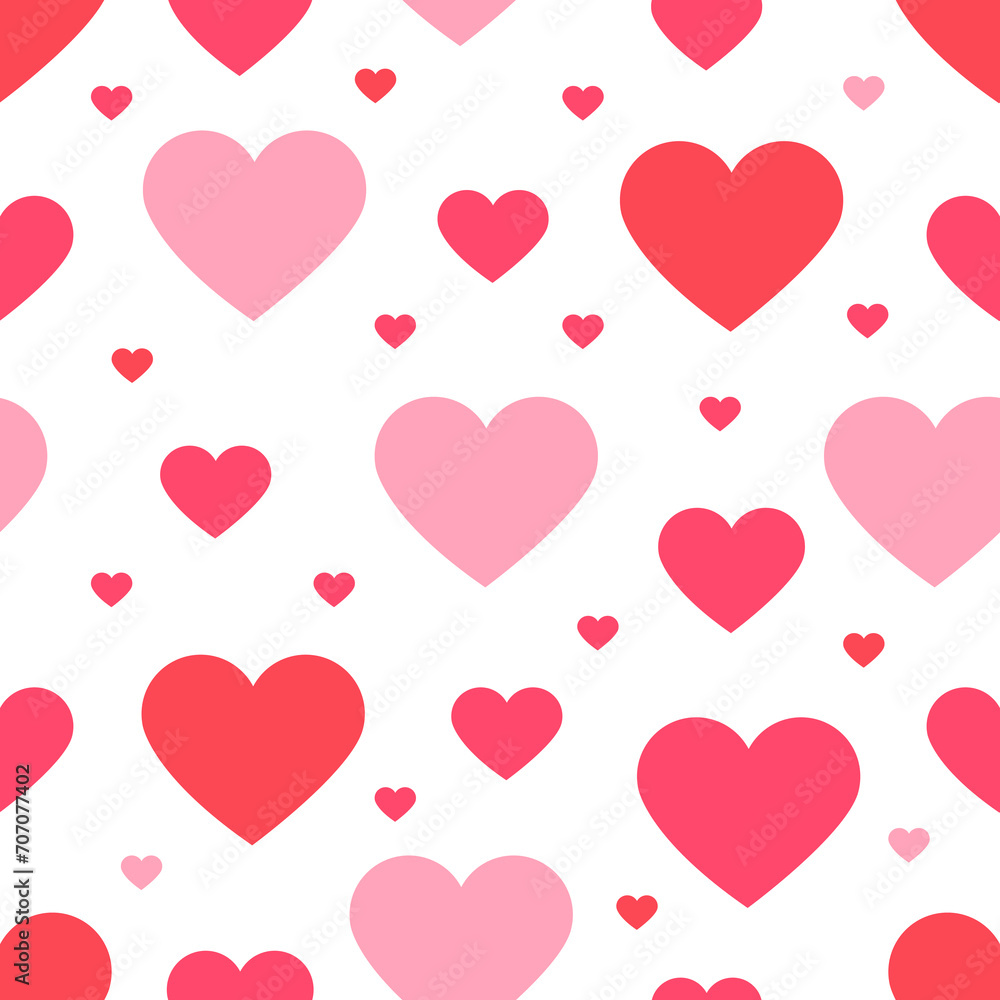 Seamless pattern with pink hearts. Great for Valentine's Day, Weddings, Mother's Day - textiles, banners, wallpapers, backgrounds.