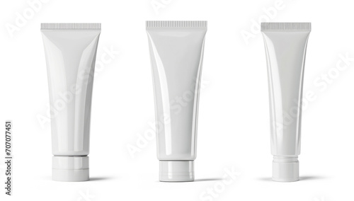 White cosmetic tube pack, isolated on white background photo