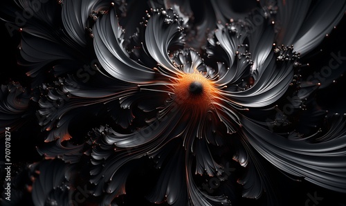 Freeform ferrofluids, beautiful dark chaos, swirling black frequency. Generative Ai