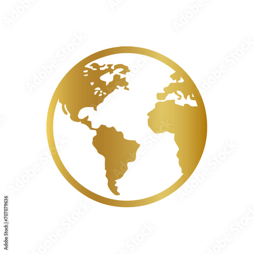 golden Earth Globe World map vector, golden earth vector, gold earth sign, gold earth icon