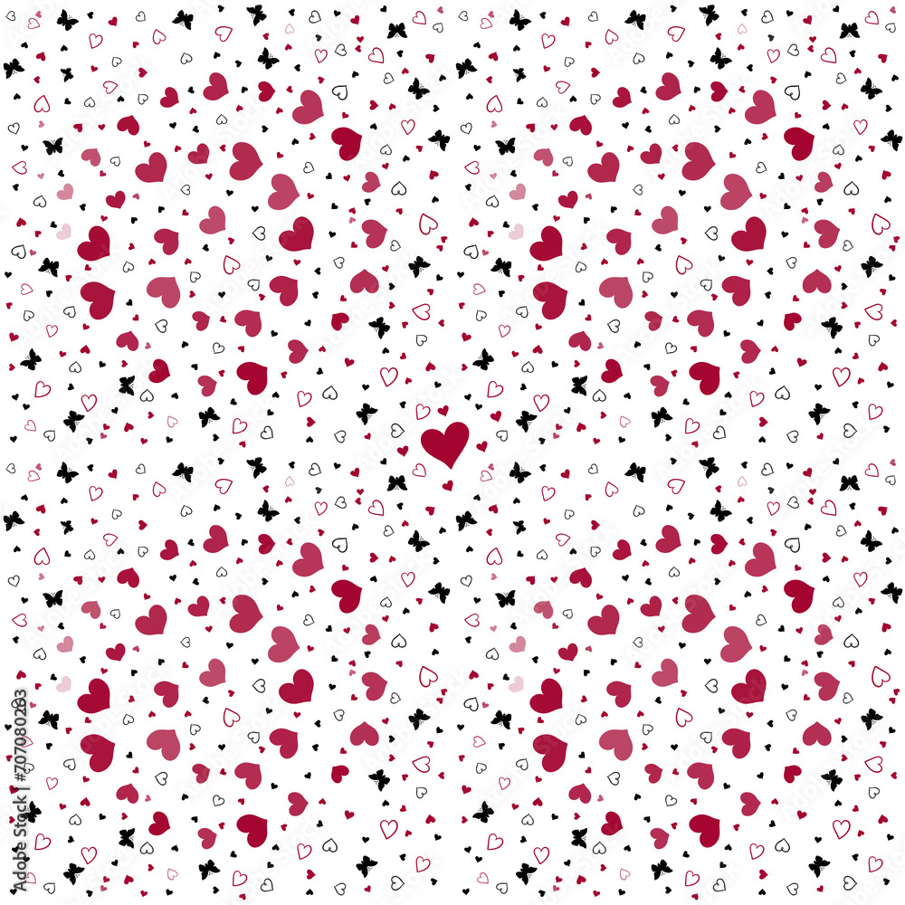 Seamless background with red hearts