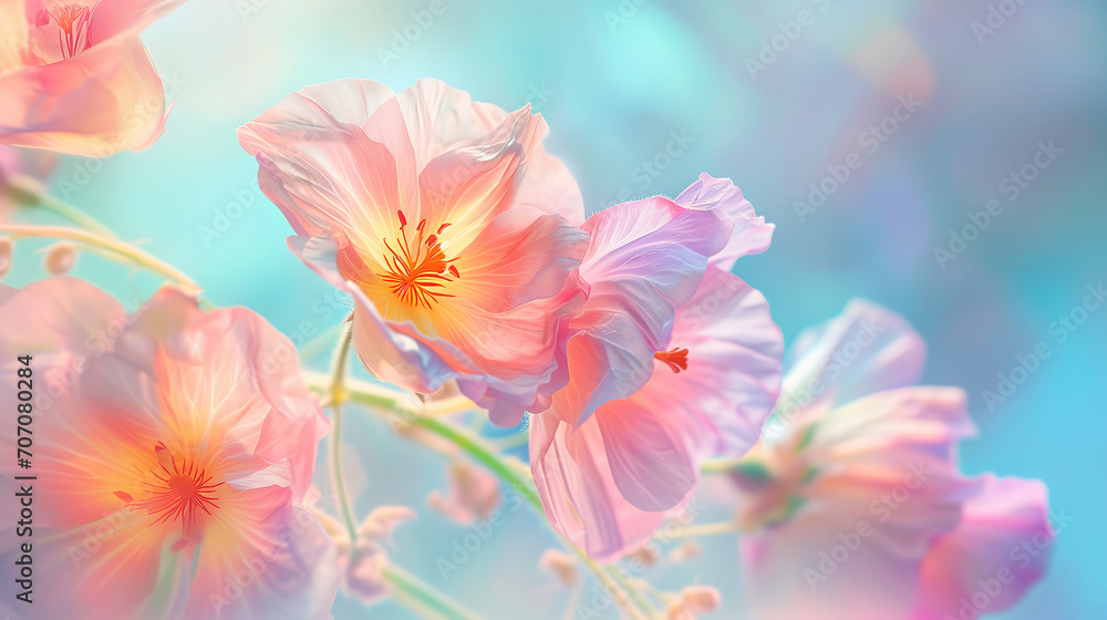 Purple flowers background, close-up of beautiful flowers pastel color, delicate and romantic floral background.