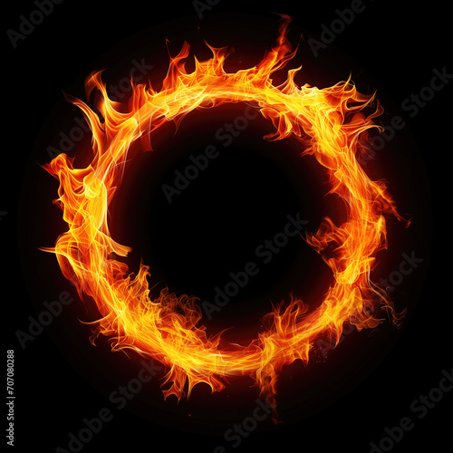 Ring of fire isolated on a black background.