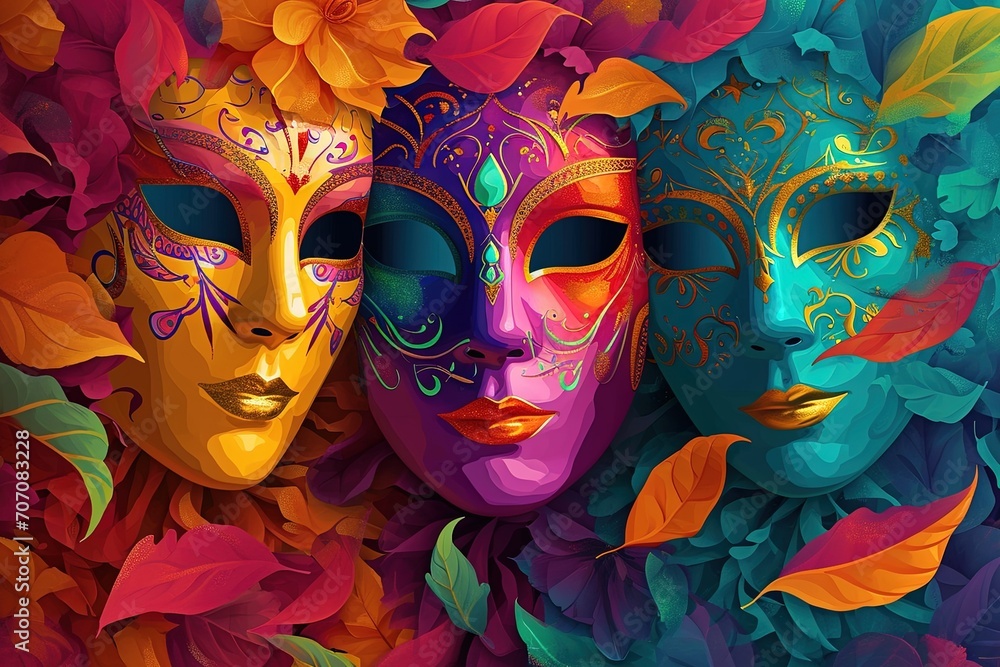 A colorful carnival mask background A colorful carnival mask background