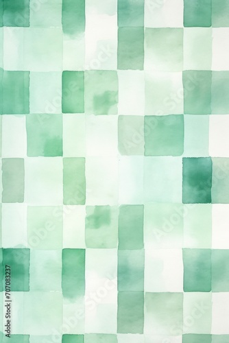 Mint vintage checkered watercolor background. 