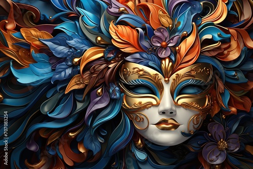 A colorful carnival mask background © Izanbar MagicAI Art
