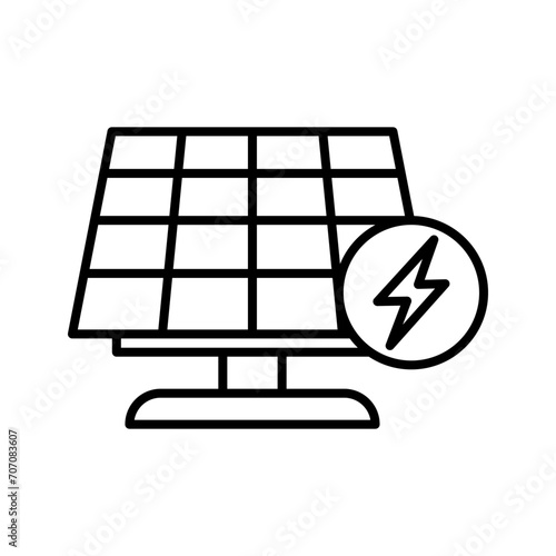 Solar panel line icon. Sun energy. Green clean energy and renewable resources.
