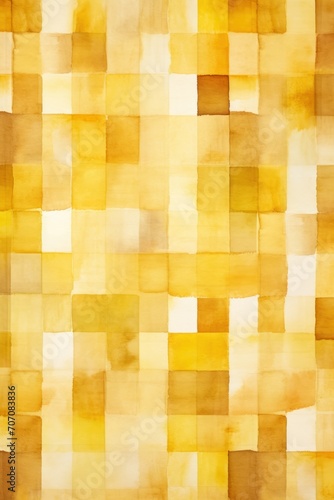 Mustard vintage checkered watercolor background. 