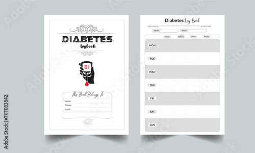 Diabetes Log Book. Daily Gratitude Monthly & Yearly Undated Planner. Printable Gratitude Journal. Planner Bundle Design. Printable Planner Set with cover page layout template