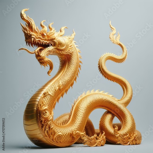 golden dragon statue on the wall © Садыг Сеид-заде
