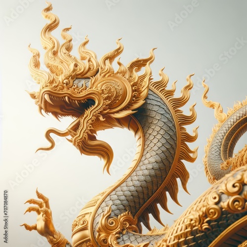 golden dragon statue on the wall