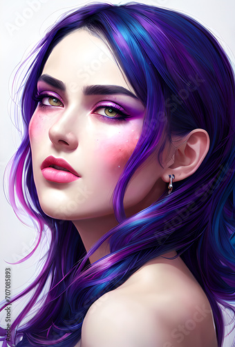 Portrait of a girl, photorealistic colorful oil paints, abstract execution, painting of a woman face, Fantasy concept , Conceptual closeup of an oil painting and palette, Generative AI © LIUBOMYR