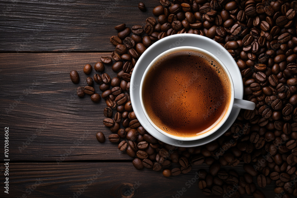 cup of coffee on wooden table cup of coffee on wooden table