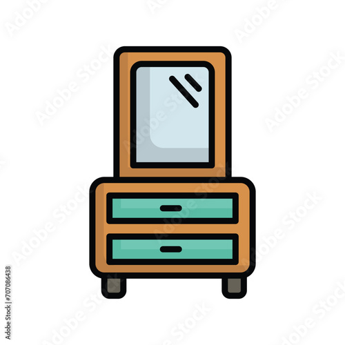 dressing table icon with white background vector stock illustration