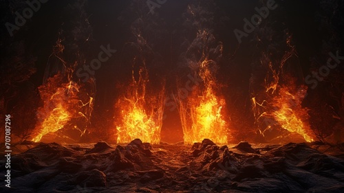 Four elements destruction fire total darkness holy image Ai generated art