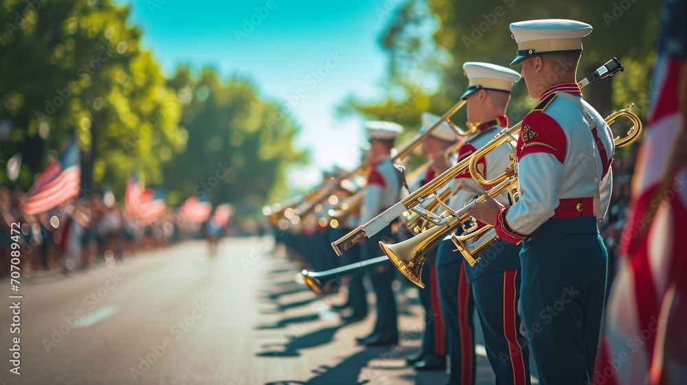Obraz premium Marching Band Saxophones in Parade